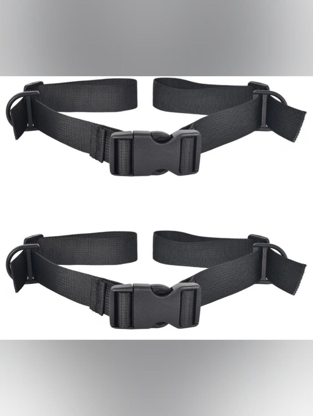 Black Adjustable Webbing Belt Strap with Quick-Release Buckle Set Of 2